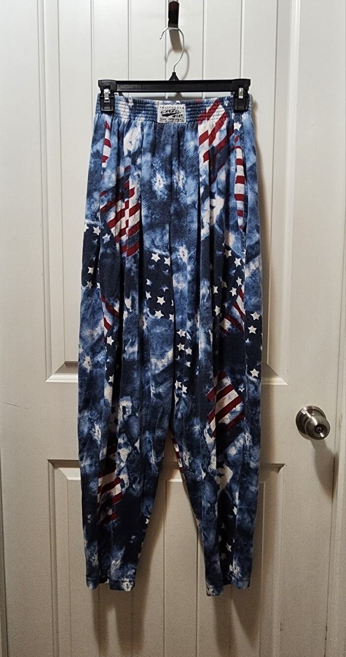 California Crazee Wear Baggy Jogger Pants USA Flag Patriotic Women's S